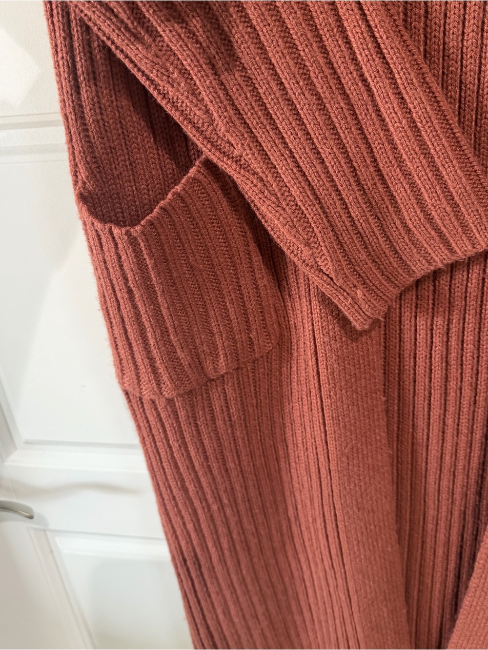 Lulu's Rust Ribbed Long Open-Front Cardigan - Picture 7 of 10